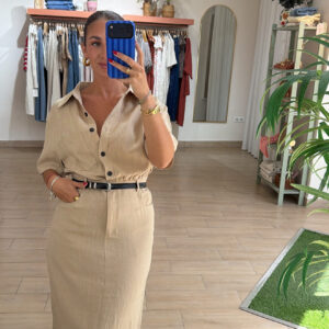 Vestido lino con cinturon